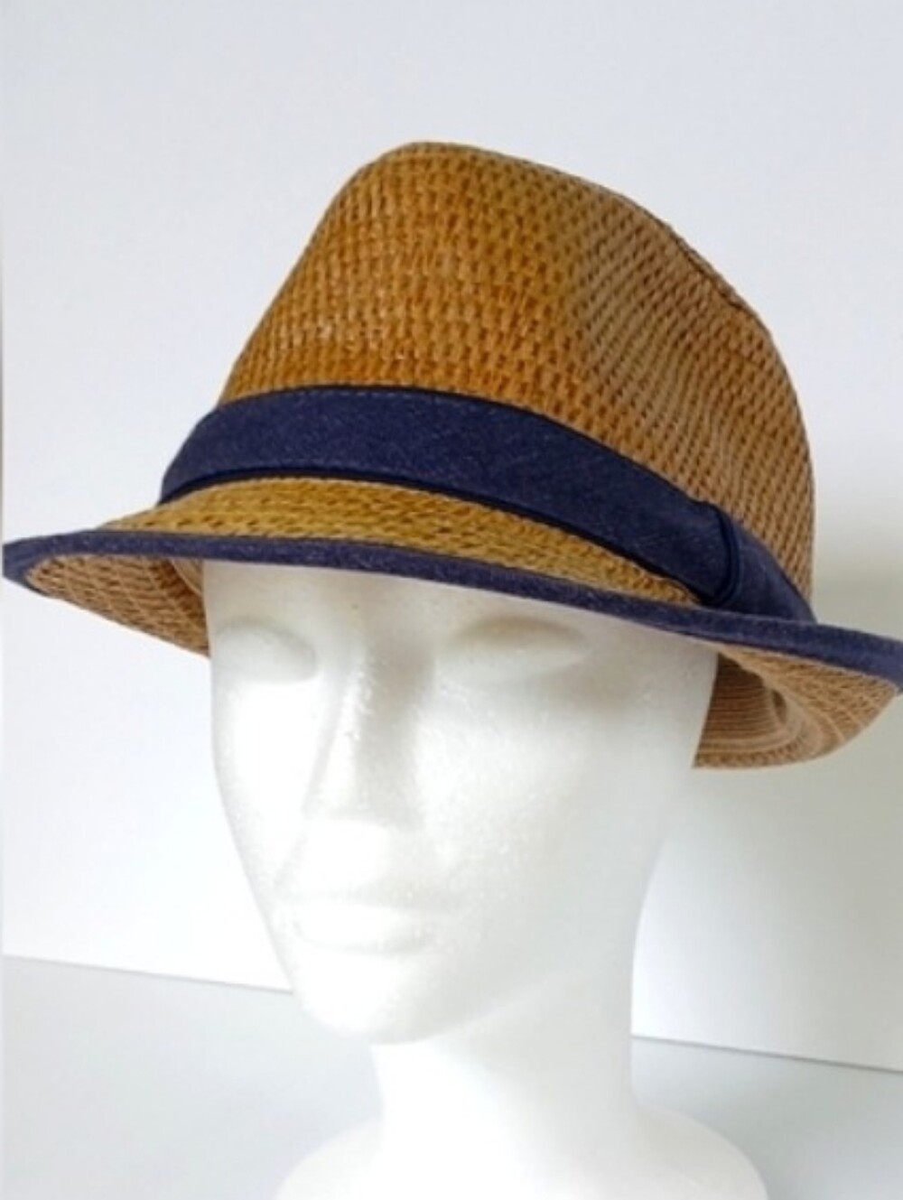 Tan Straw Fedora with Blue Band NWT